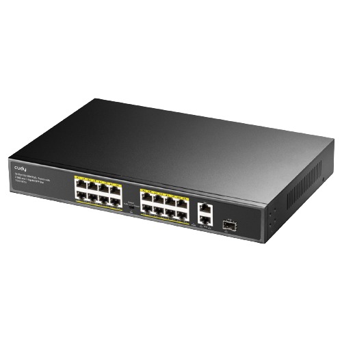 16-Port 10/100M PoE+ Switch with 2GbE and 1 SFP Port, FS1018PS1